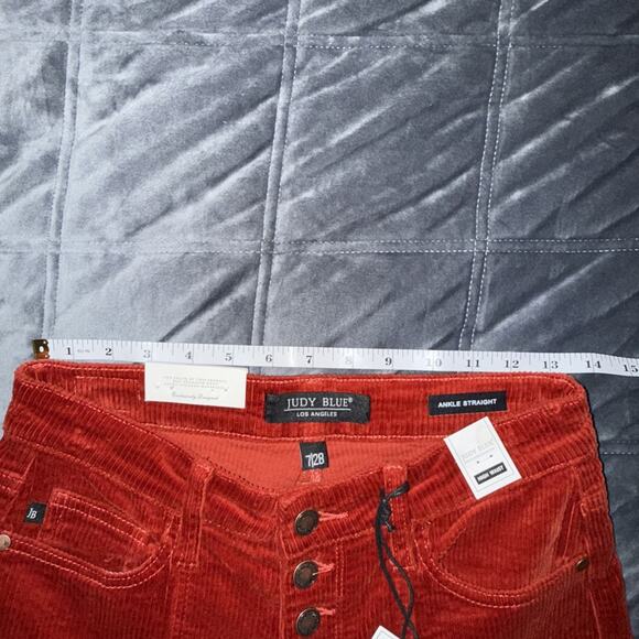 Judy Blue Corduroy Pants 7/28 Rust Ankle Straight High Waist NWT Preppy Boho - Picture 9 of 9